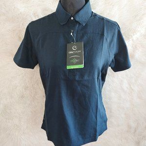 OnTour Web Tech Women's Navy Blue 5 Buttons Polo Short Sleeve Shirt Size S